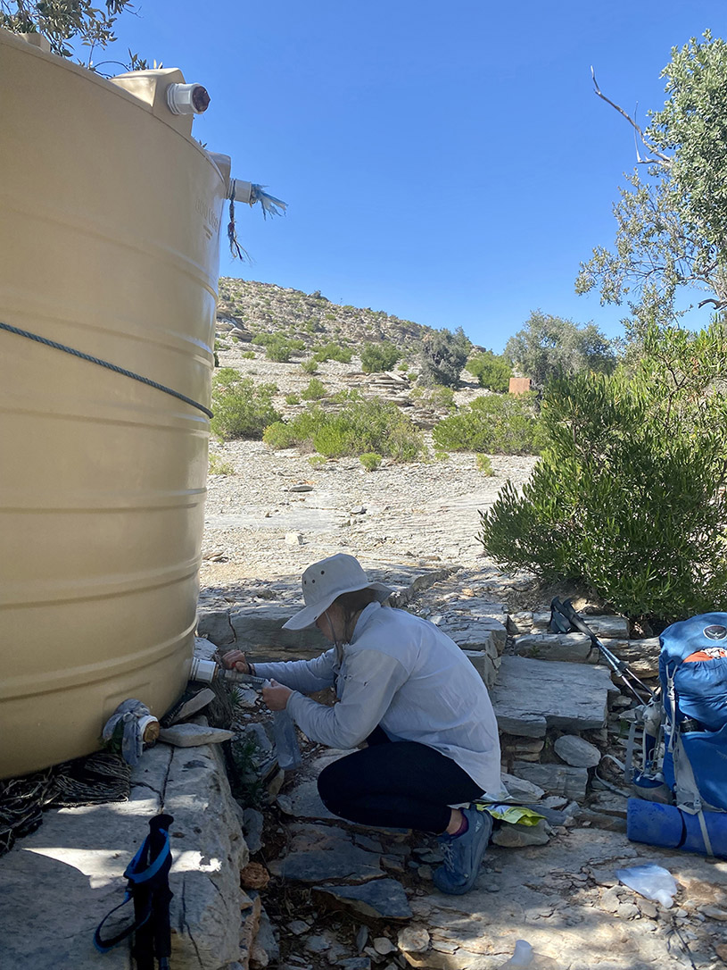 Refilling at a water tank Refilling at a water tank